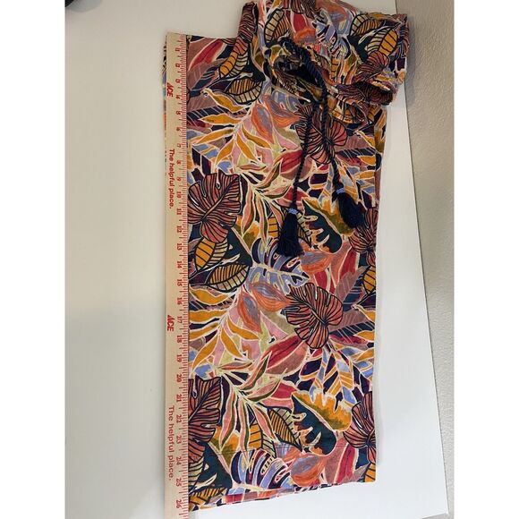 C&C California Size XL Linen Pull On Wide Leg Palazzo Pants Tropical Floral - Picture 8 of 9